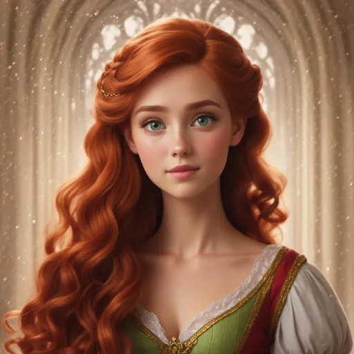 Prompt: <mymodel>a realistic feminine princess, Rapunzel, but with red hair, HD
