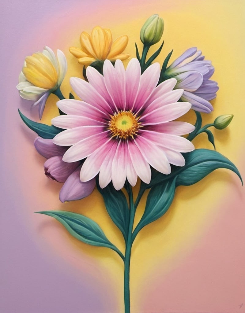 Prompt: Pastel-themed painting of flowers 