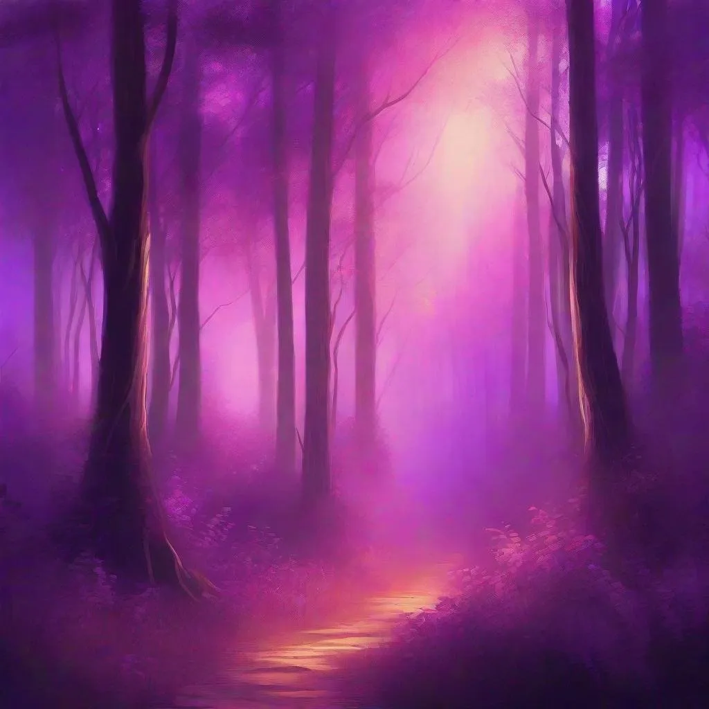 Prompt: Purple-hued digital painting of a serene forest clearing, ethereal glow, mystical atmosphere, warm lighting, high quality, digital art, purple tones, peaceful ambiance