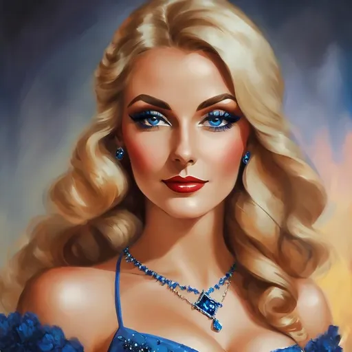 Prompt: Glamorously dressed lady of rhe 1930's wearing sapphire jewelry,blue eyes