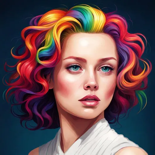 Prompt: A girl with rainbow hair 