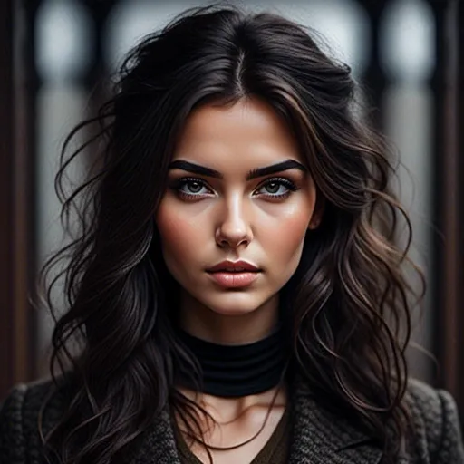 Prompt: <mymodel>High-resolution, detailed illustration of a confident young brunette businesswoman, long flowing hair, stylish professional attire, sophisticated expression, modern office setting, realistic portrait, professional style, intricate details, warm natural lighting