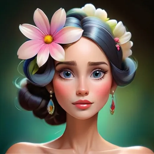 Prompt: lady with a beautiful flower in her hair