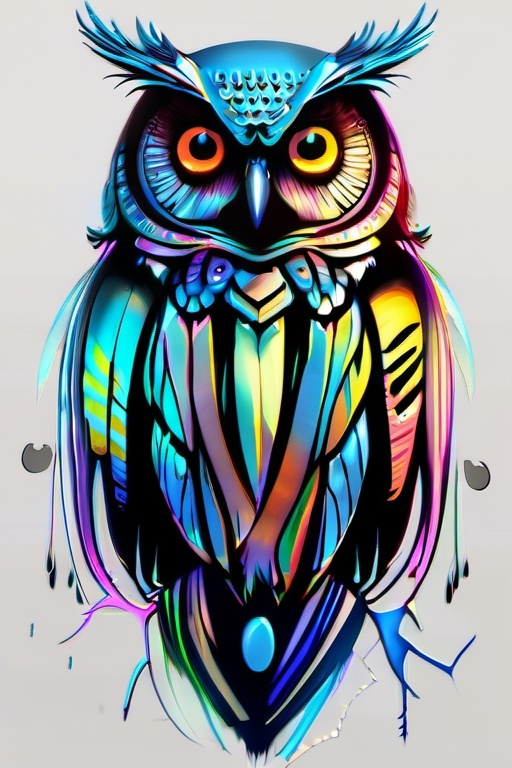 Prompt: Splash art, Owl, bioluminescence, glowing, multicolor feathers, fantasy, very detailed feathers