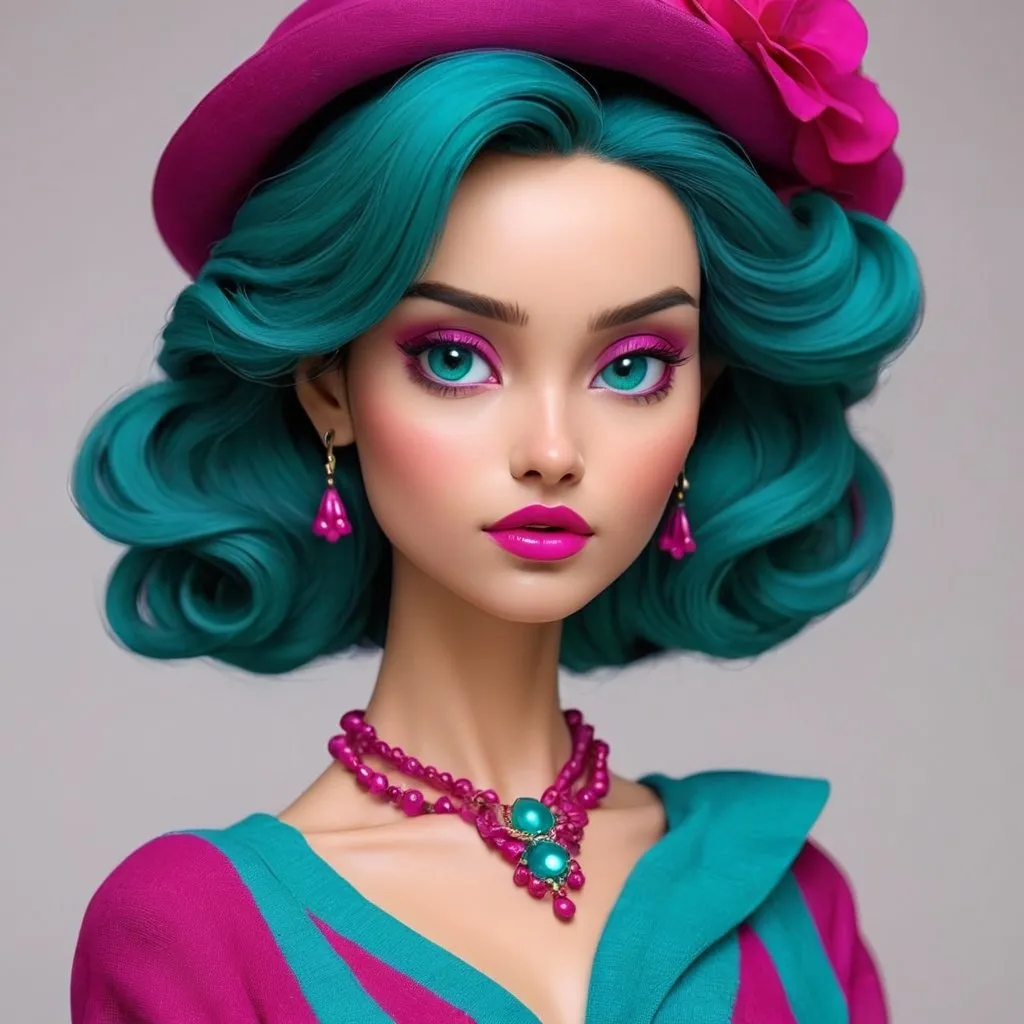 Prompt: <mymodel>magenta and teal lady