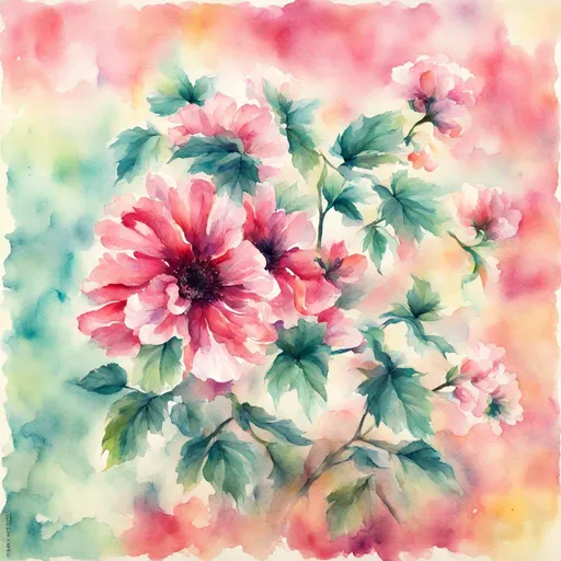 Prompt: watercolor painting of flowers. Mute colors
