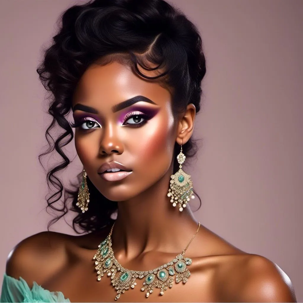 Prompt: <mymodel>beautiful makeup and hair on a gorgeous black woman