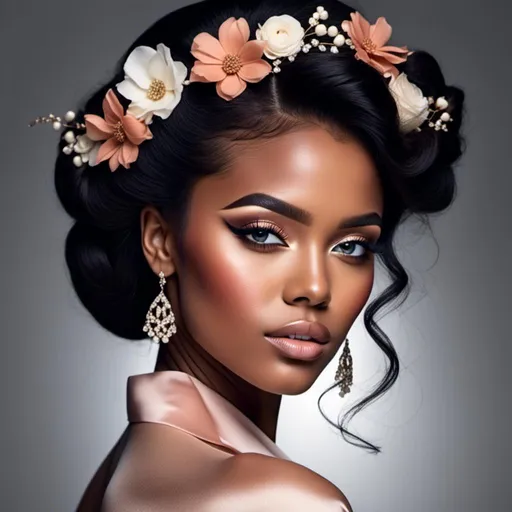 Prompt: <mymodel>beautiful makeup and hair on a gorgeous black woman