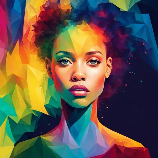 Prompt: colorful image of a young lady