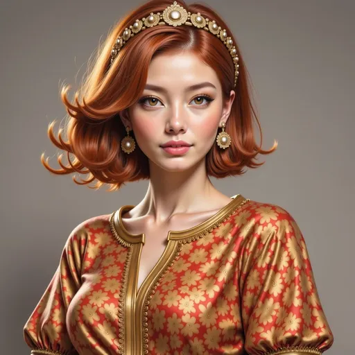 Prompt: <mymodel> a woman in a red dress with gold trimmings and a tiara on her head and shoulders, Chen Hong, fantasy art, highly detailed digital painting, a detailed painting