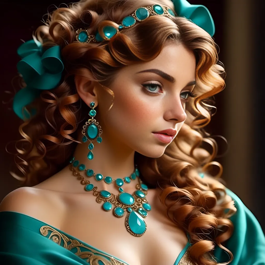 Prompt: <mymodel>lady wearind turquoise jewelry