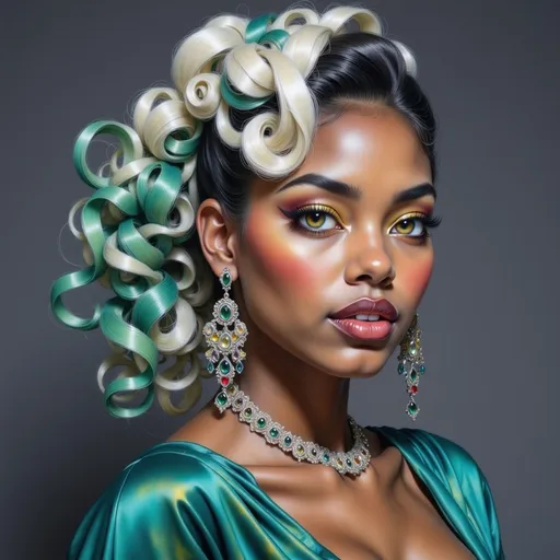 Prompt: <mymodel>beautiful makeup and hair on a gorgeous black woman