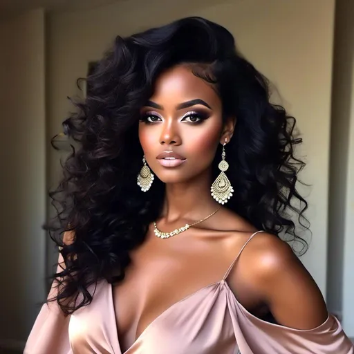 Prompt: <mymodel>beautiful makeup and hair on a gorgeous black woman