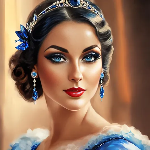 Prompt: Glamorously dressed lady of rhe 1930's wearing sapphire jewelry,blue eyes