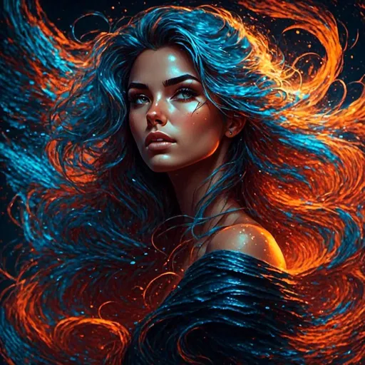 Prompt: <mymodel>Detailed digital painting of a powerful woman, vibrant colors, magical fantasy setting, flowing hair with intricate details, intense and confident expression, ethereal and mystical atmosphere, high quality, digital painting, fantasy, vibrant colors, flowing hair, powerful, confident, mystical, atmospheric lighting