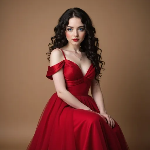 Prompt: A girl wearing a red dress