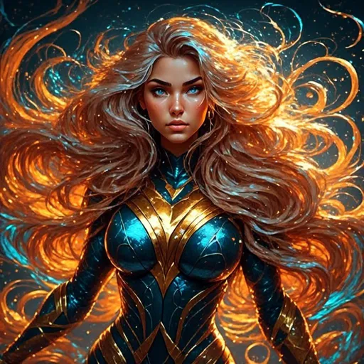 Prompt: <mymodel>Detailed digital painting of a powerful woman, vibrant colors, magical fantasy setting, flowing hair with intricate details, intense and confident expression, ethereal and mystical atmosphere, high quality, digital painting, fantasy, vibrant colors, flowing hair, powerful, confident, mystical, atmospheric lighting