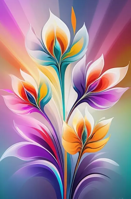 Prompt: Vibrant abstract digital artwork of flowers, dazzling colors, dynamic composition, high energy, modern digital art, vibrant, abstract, digital, high energy, dynamic composition, best quality, colorful, vivid tones, professional lighting