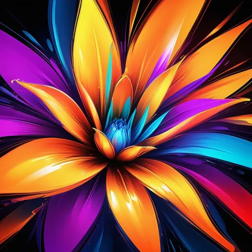 Prompt: Vibrant abstract digital artwork of flowers, dazzling colors, dynamic composition, high energy, modern digital art, vibrant, abstract, digital, high energy, dynamic composition, best quality, colorful, vivid tones, professional lighting