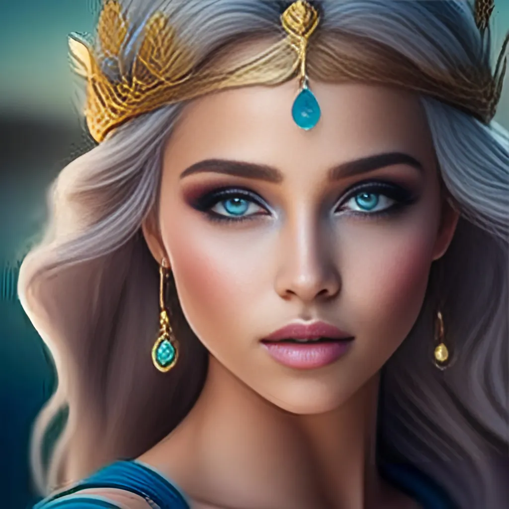 Prompt: <mymodel>HD 4k 3D 8k professional modeling photo hyper realistic beautiful woman ethereal greek goddess druid mermaid
cobalt blue hair olive skin gorgeous face  jewelry druid crown colored mermaid tail full body surrounded by ambient glow hd landscape under lush celtic waters

