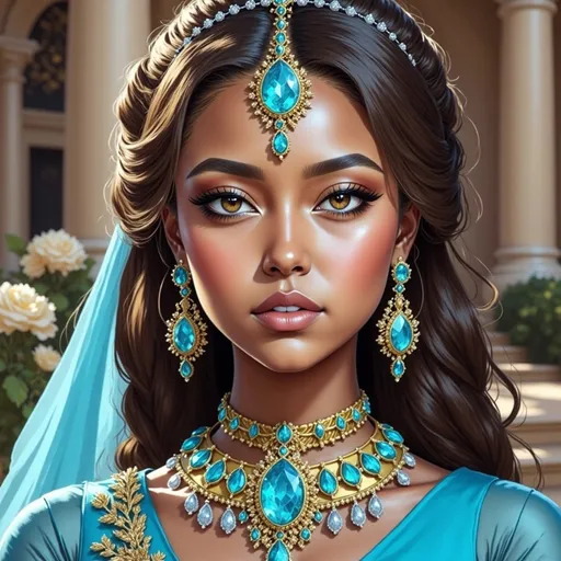 Prompt: A regal looking young woman in her early twenties, with sleek, long white hair, a silver circlet on top of her head, mesmerising green eyes, high cheekbones, fair skin, lean complexion, wearing an elegant dark crimson ball gown with intricate embroidered details, standing on a majestic staircase.