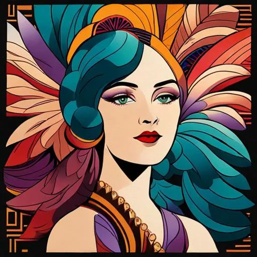 Colorful art deco illustration of a young lady, vibr... | OpenArt
