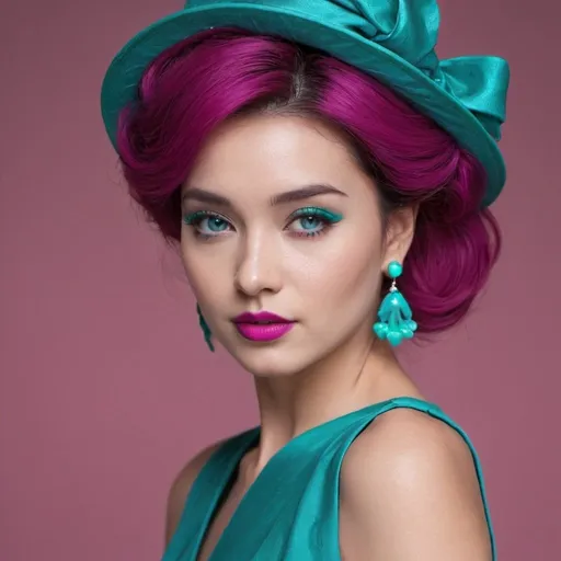 Prompt: <mymodel>magenta and teal lady