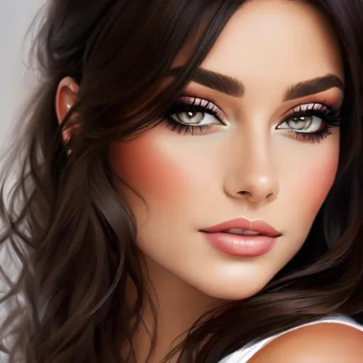 Prompt: Beautiful brunette woman with makeup portrait 