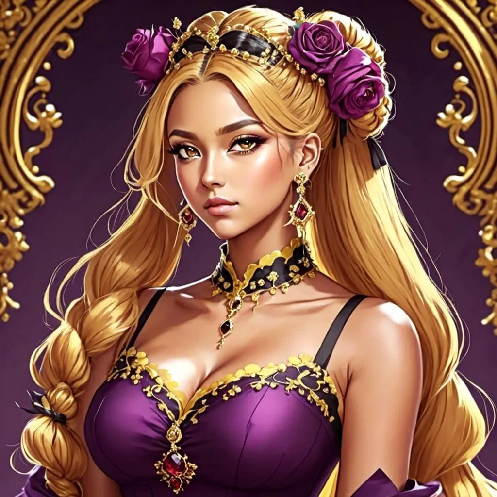 Prompt: <mymodel>Cosmic Epic Beauty, Beautiful and Gorgeous, purple roses in hair