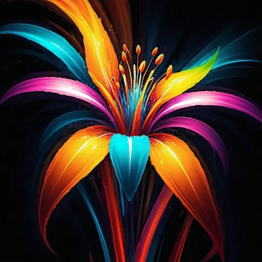 Prompt: Vibrant abstract digital artwork of flowers, dazzling colors, dynamic composition, high energy, modern digital art, vibrant, abstract, digital, high energy, dynamic composition, best quality, colorful, vivid tones, professional lighting