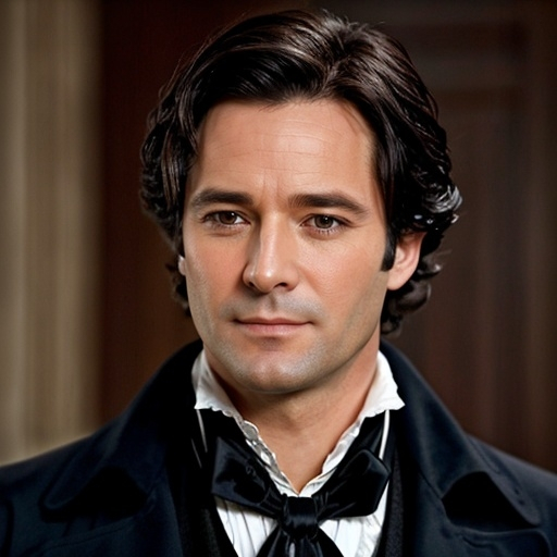 Prompt: <mymodel> Mr. Darcy, a handsome man with dark hair aged 30 years, stylish 18th century clothing, facial closeup