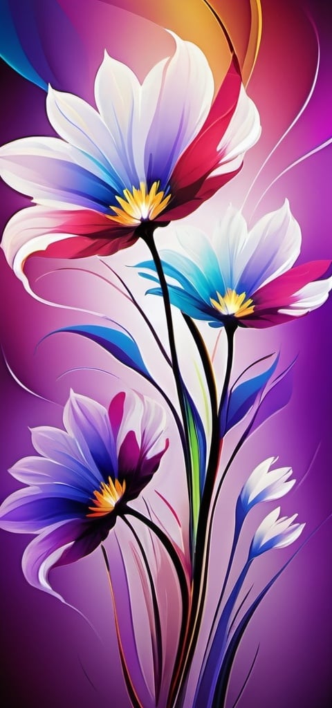 Prompt: Vibrant abstract digital artwork of flowers, dazzling colors, dynamic composition, high energy, modern digital art, vibrant, abstract, digital, high energy, dynamic composition, best quality, colorful, vivid tones, professional lighting