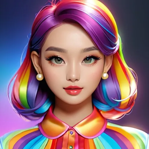 Prompt: <mymodel>rainbow lady