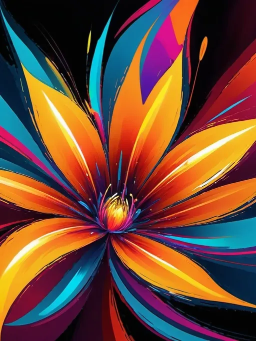 Prompt: Vibrant abstract digital artwork of flowers, dazzling colors, dynamic composition, high energy, modern digital art, vibrant, abstract, digital, high energy, dynamic composition, best quality, colorful, vivid tones, professional lighting