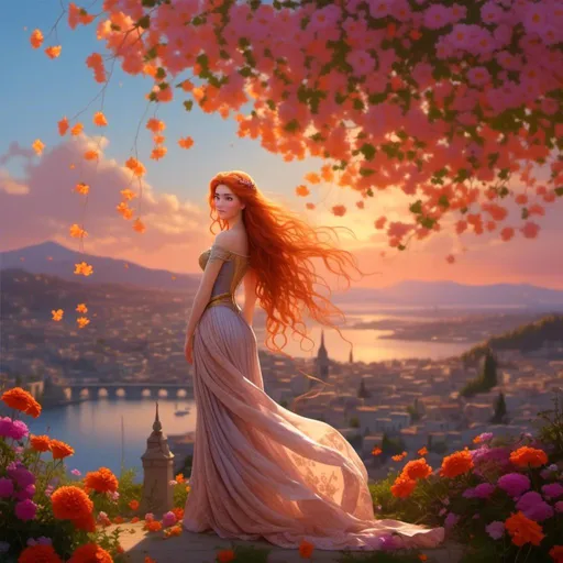 Prompt: <mymodel>a realistic feminine princess, Rapunzel, but with red hair, HD
