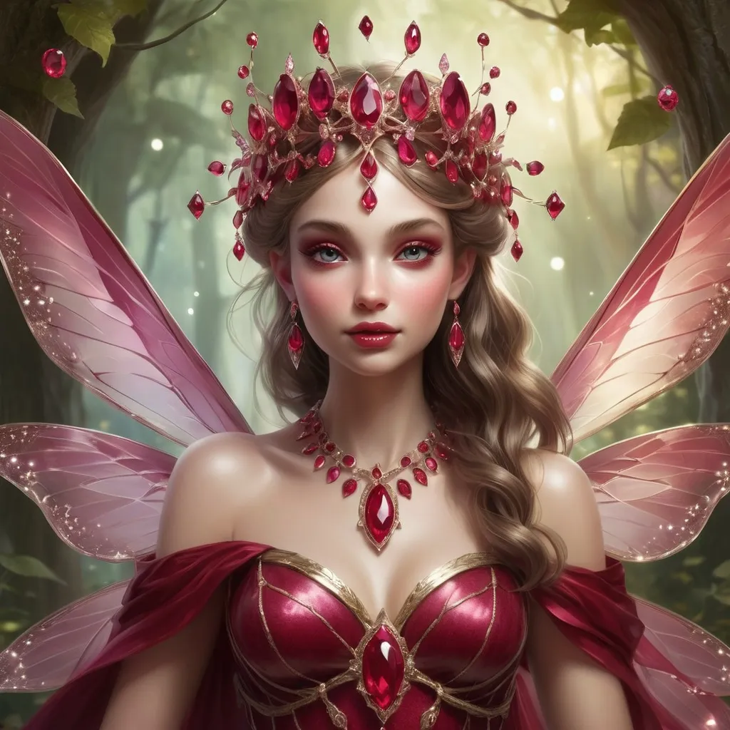 Prompt: fairy goddess of rubies