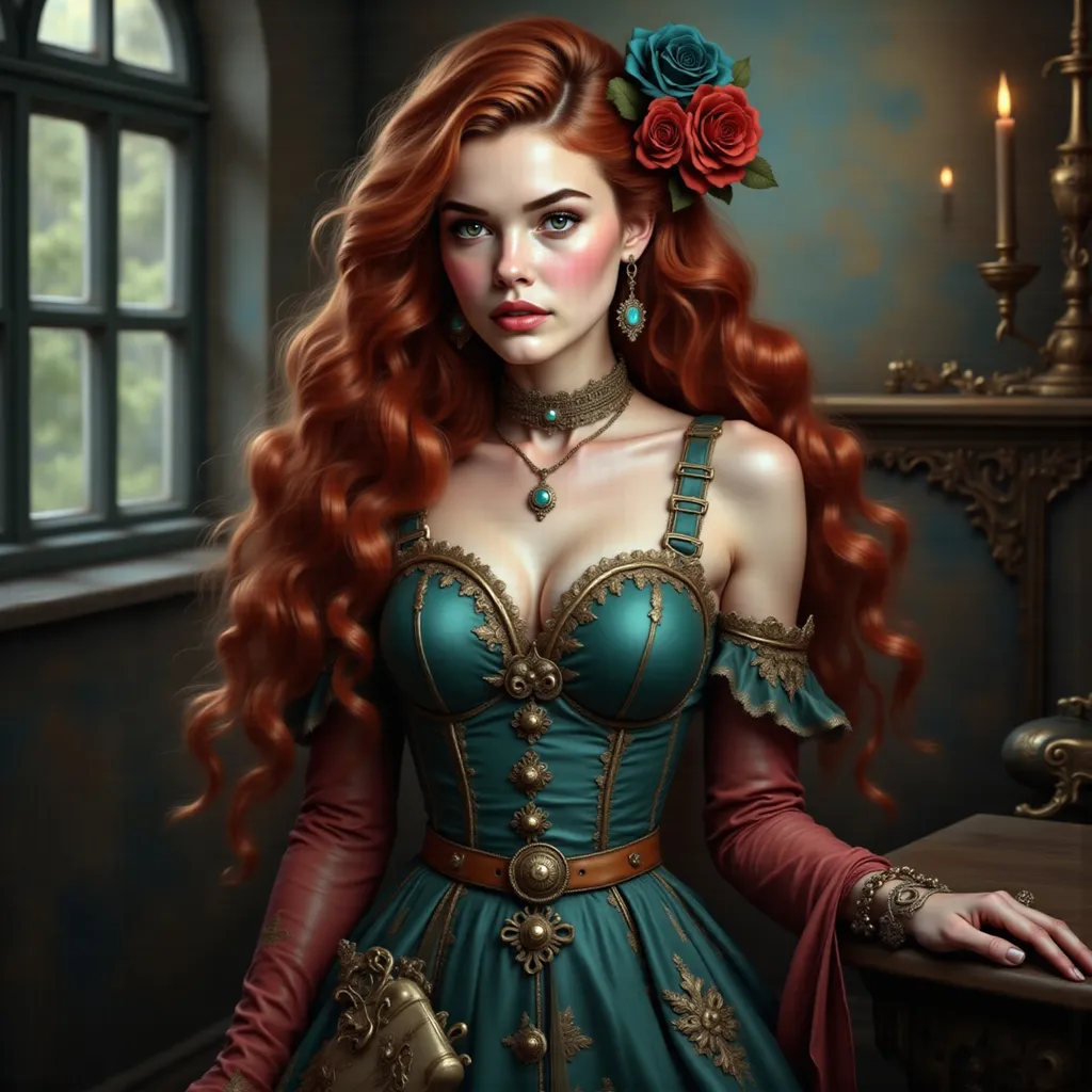 Prompt: elegant and beautiful steampunk woman, high depth and detailed, mesmerizing ambiance suggesting tranquility and mystery, 4K quality
