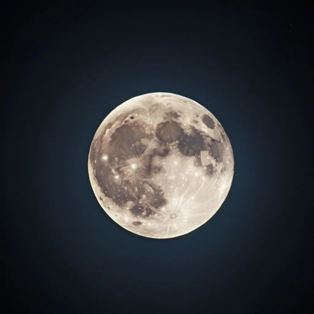 Prompt: the  full moon shining brightly during a dark night
