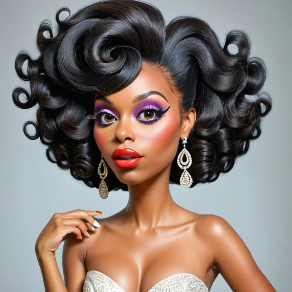 Prompt: <mymodel>60s makeup and hair on a black girl