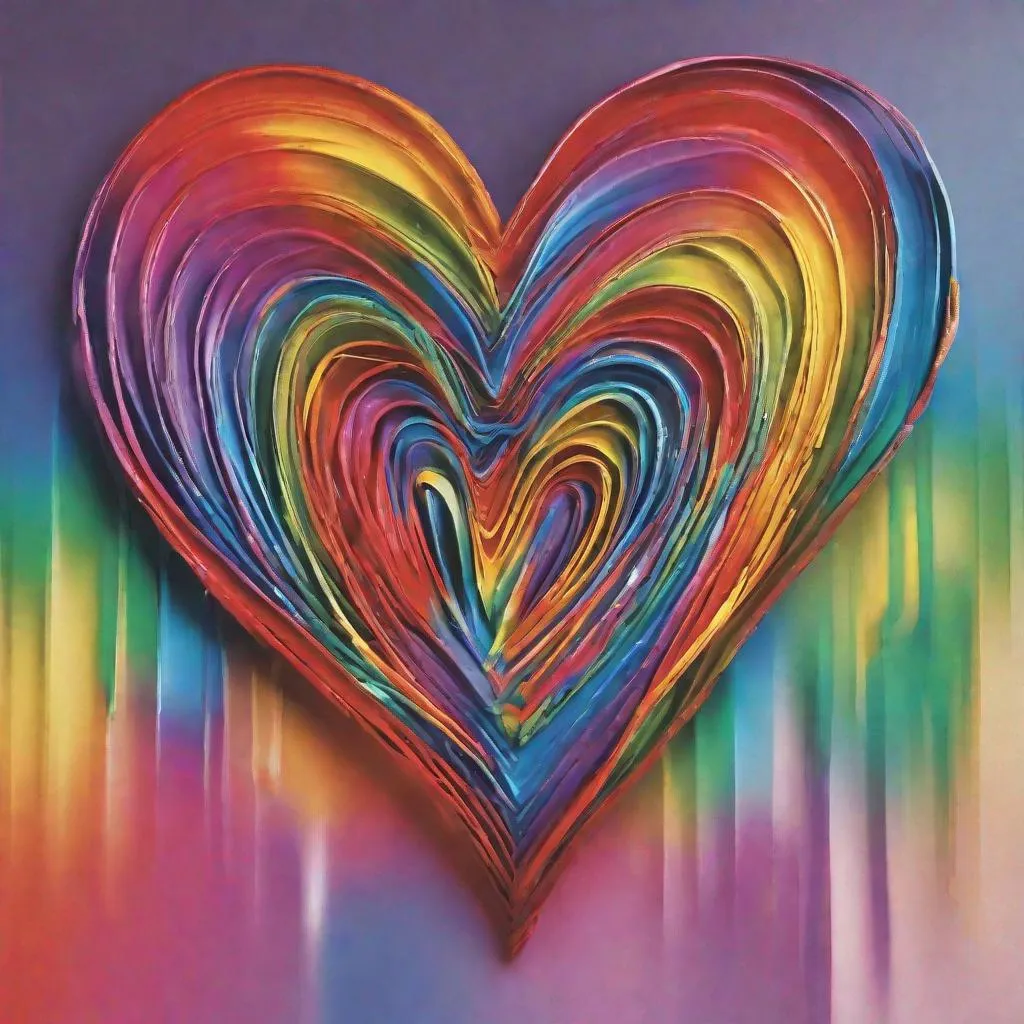 Prompt:  a heart with colors of the rainbow