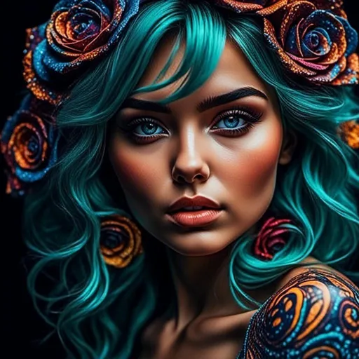Prompt: <mymodel>Psychedelic rose in vibrant colors, intricate psychedelic patterns, high quality, digital art, surreal, vibrant and bold colors, neon lighting, trippy atmosphere