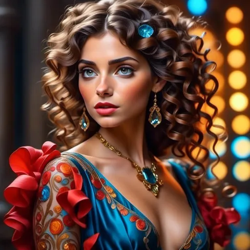 Prompt: <mymodel>digital painting, dramatic colourful makeup, high fashion, intense gaze, realistic portrayal, vibrant colors, detailed features, highres, professional, dramatic, realistic, digital painting, intense gaze, vibrant colors, detailed features, high fashion, glamorous lighting