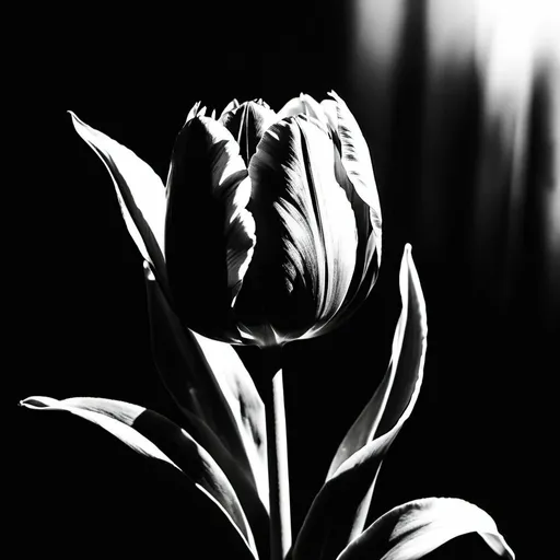 Prompt: high contrast for black metal poster "tulip" 