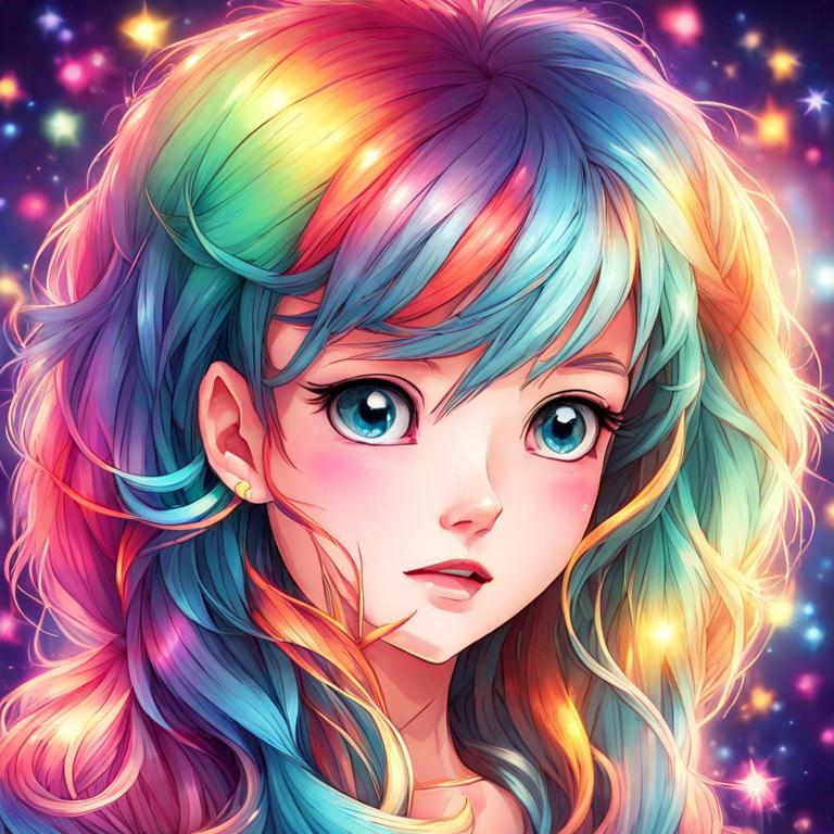 Prompt: colorful girl, twinkles