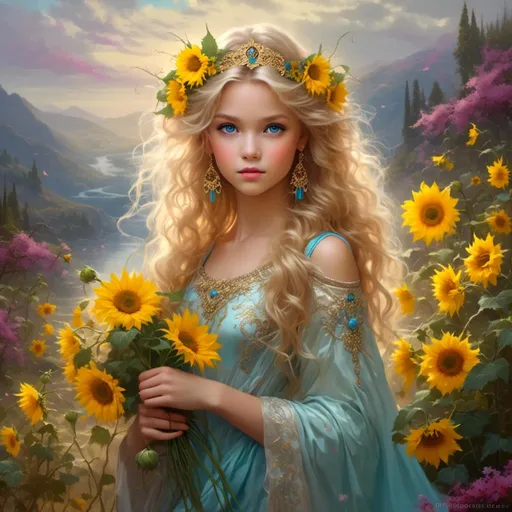 Prompt: <mymodel>Fairy princess of sunflowers