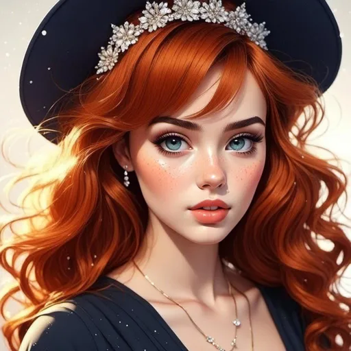 Prompt: <mymodel>Auburn hair, freckled, feminine, girl, beautiful