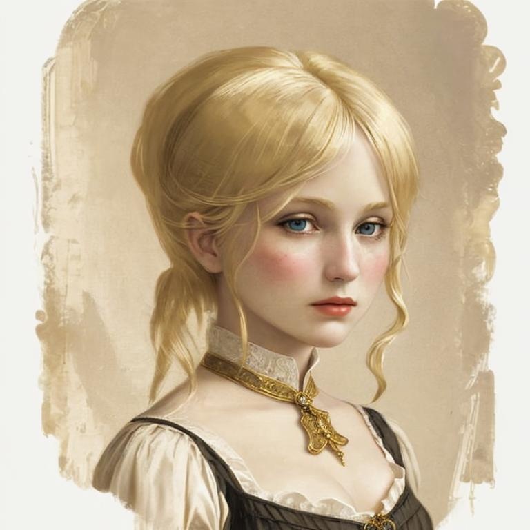 Prompt: A blonde girl of the gilded age