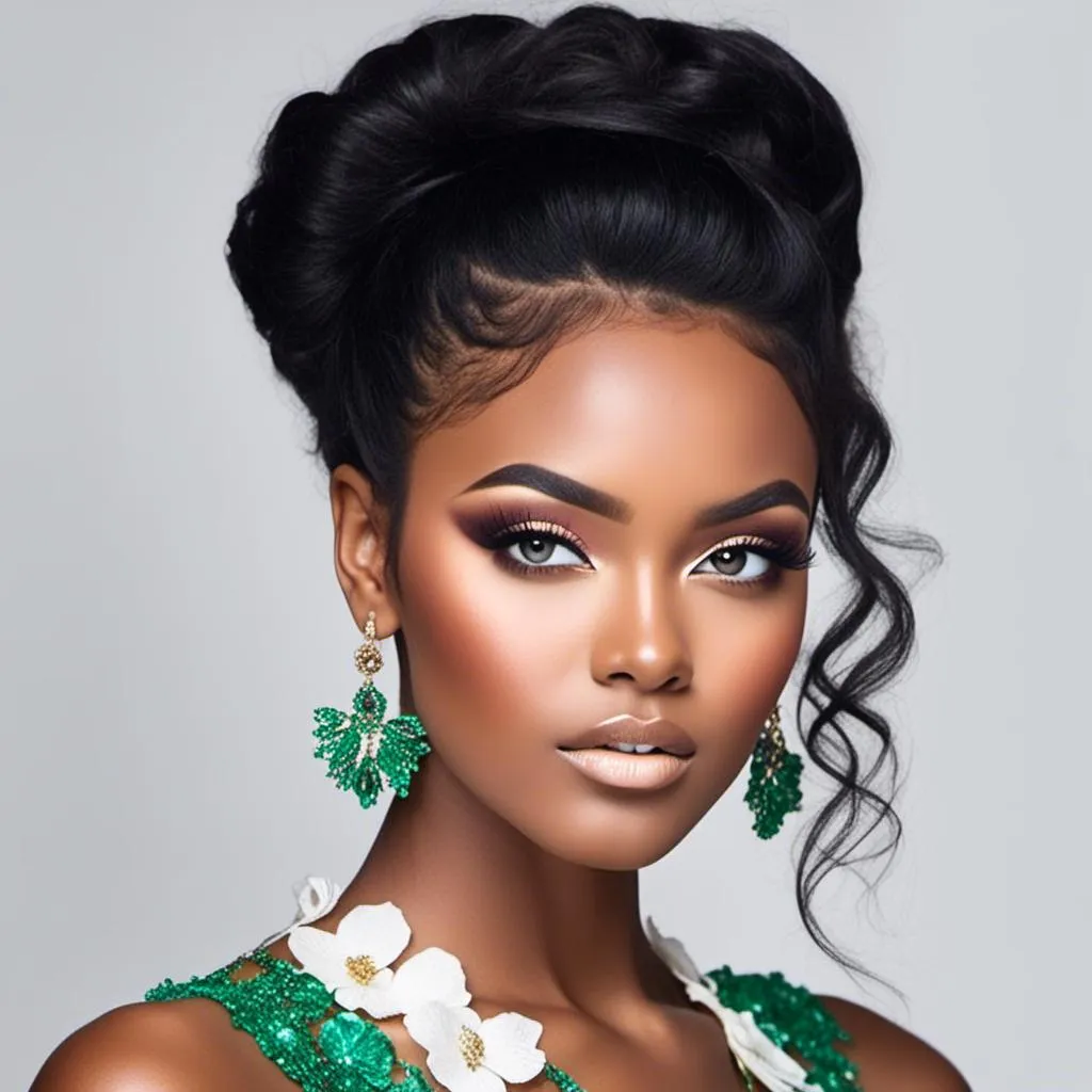 Prompt: <mymodel>beautiful makeup and hair on a gorgeous black woman