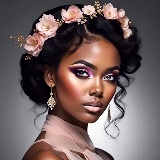 Prompt: <mymodel>beautiful makeup and hair on a gorgeous black woman