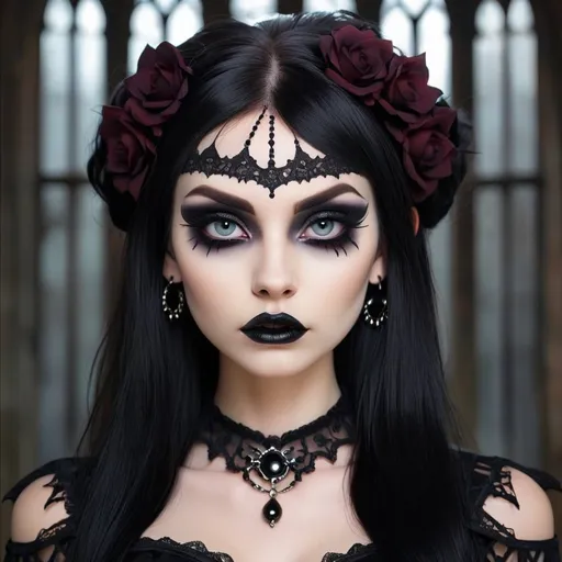 Prompt: <mymodel> a woman in gothic makeup